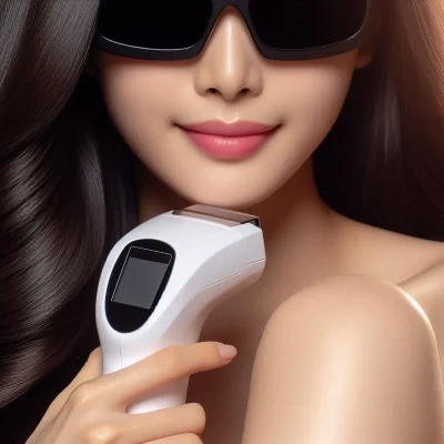 a woman using a laser hair removal device